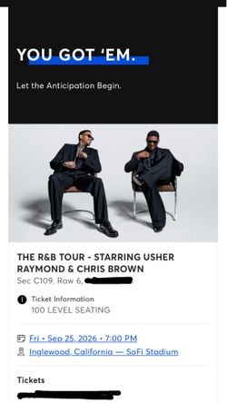 Chris Brown & Usher Raymond Concert Tickets