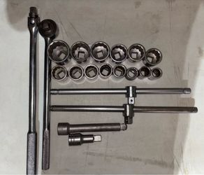 Wright USA made 3/4” Socket Set wit Extensions, Breaker Bar and T-Handles