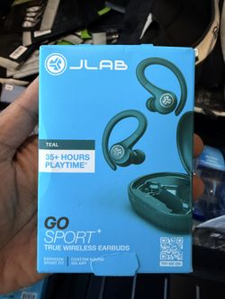 JLab Go Sport+ Wireless Bluetooth Running Earbuds, Teal, New, Damaged Box
