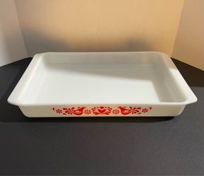 Vintage Pyrex Friendship Red Birds Lasagna Pan (#933) Red & White