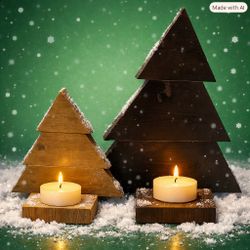 Wooden Tree Candle Holder