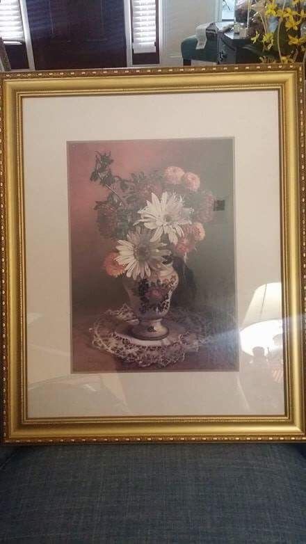 Gold framed flower art