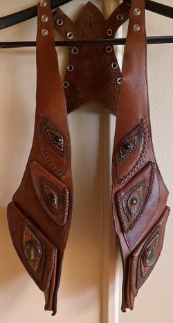 Handcrafted Leather Vest/Utility Holster w/ natural Stone Inlays – Artisan Made