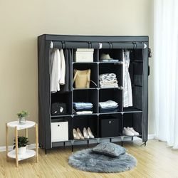 12-Grid Portable Wardrobe Closet with 4 Side Pockets 