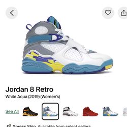 Jordan 8 retro white aqua size 12