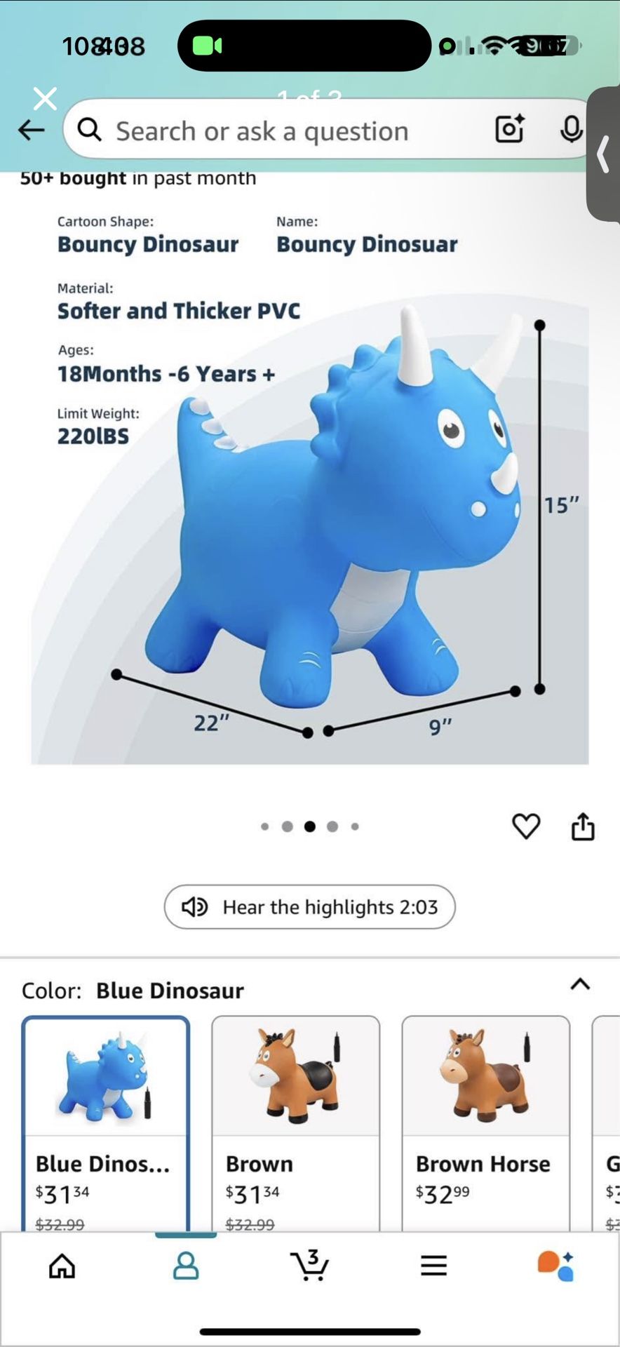 Bouncing Dinosaur 