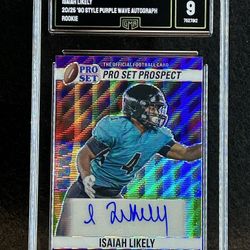 2022 Leaf Pro Set Metal 🔥 Isaiah Likely 🔥 ‘90 Style Purple Wave Auto Rookie 20/25 GMA 9 Mint 💎 - Baltimore Ravens