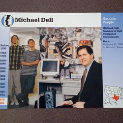 1999 Grolier Micheal Dell Founder Founder Computer Company American History Vintage Collectible Large Card