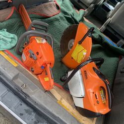 Stihl Concrete Saw And Husqvarna Chainsaw
