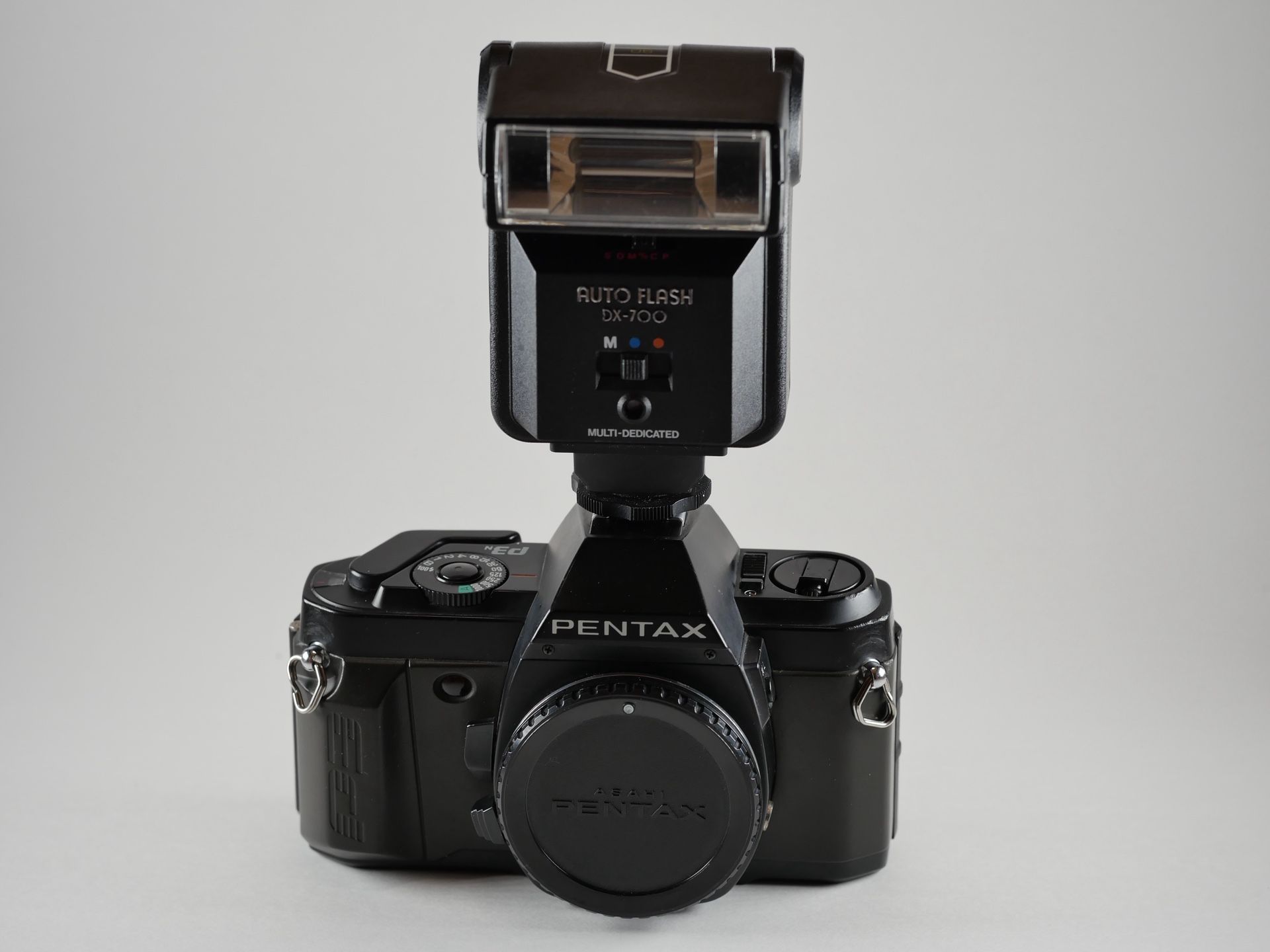 Pentax P3N 35mm SLR Film Camera with 50mm and 80-200mm lens + Flash
