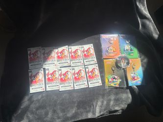 Round 1 One Piece Promo Packs Sealed - Ten (10) + Keychains + Button