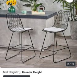 PRICE DROP Niez Modern Iron Counter Stools with Cushions (Set of 4)
