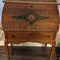 Antique Oak Handcrafted Desk 
