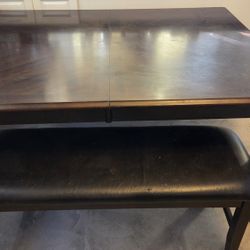 Dining Table, 4 Chairs, Bench, & Leaf