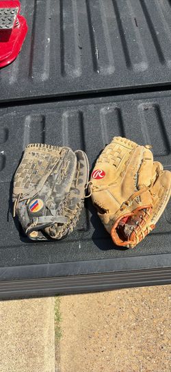 Two older softball gloves price is for both