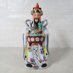 Chinese Zao Shen Kitchen/Stove God Mid Century Porcelain Statue 12"
