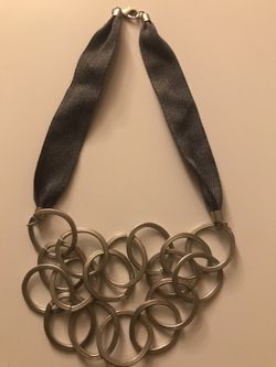 Denim and silver necklace