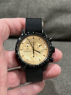 Moonswatch Mod Modified watch  PE50 Quartz movement Stainless Steel Case Gold Dial