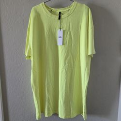 UGG Women’s Zoey Highlighter Yellow T-Shirt Dress Size L NWT