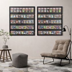 New Set of 2 40 Large Baseball Card Display Case Graded Sports Card Display Frame Trading Cards Wooden Wall Cabinet with UV Protection Acrylic Front f