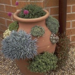 Handmade Terra Cota 15” Tall Strawberry Jar Planter - 9 Pocket