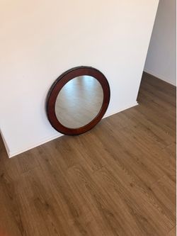 🪞 Oval Oil Rubbed Bronze Mirror w/ Wooden Grooves Frame 🪞