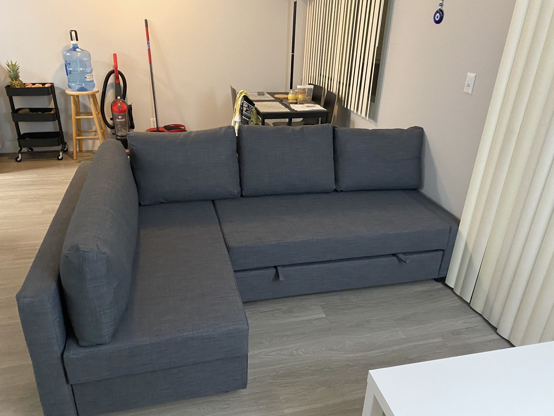 FRIHETEN / KLAGSHAMN Sleeper sectional Sofa, 3 seat w/storage, Skiftebo dark gray
