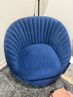 Beautiful Blue Suede Swivel Chair