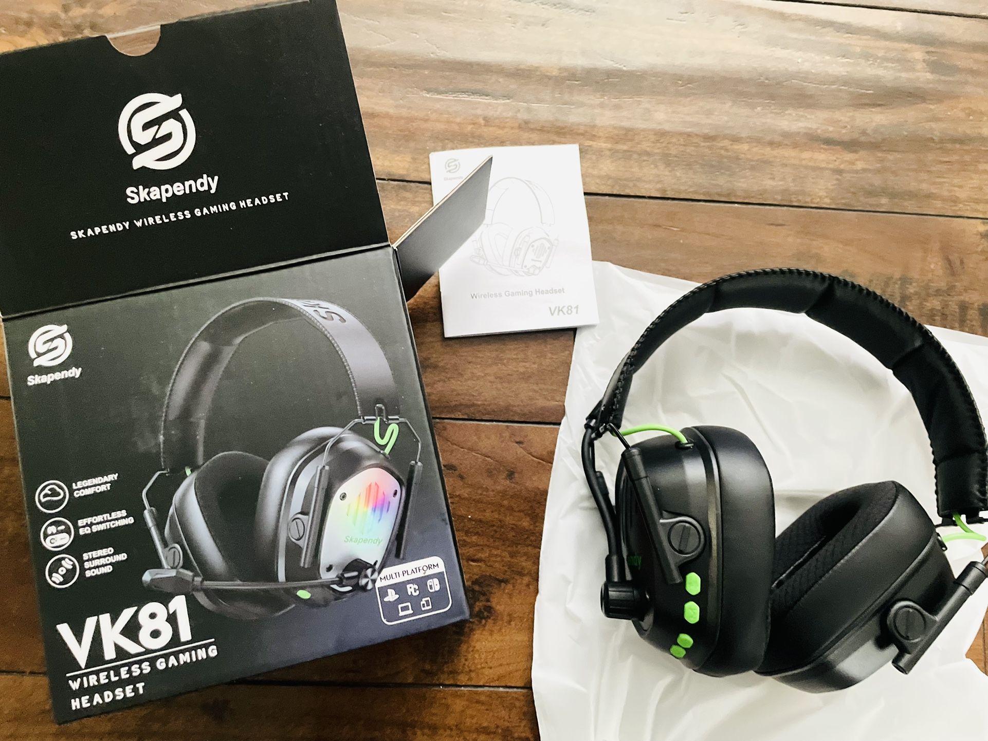 Wireless Gaming Headset for PS5, PS4, PC - Bluetooth Gaming Headphones with Noise Canceling Mic, Low latency, Stereo Sound, 50+Hr Battery, RGB Headset