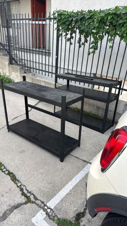 Black Metal Shelves. 48” Long X 18” Deep X 36” Hight.