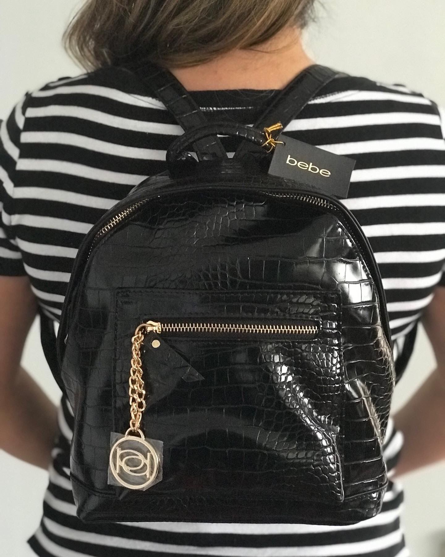 Women’s “ Bebe “  Rena Crock Backpack Faux Leather In Black ,$/ 70.00 , original price $/ 99.00.🙂🌼