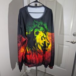 VINTAGE Sweatshirt Crew Neck Fleece Rasta Lion Men's Size 5XL