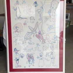 ORIGINAL VINTAGE ART Looney Tunes Composition by Virgil Ross 1997