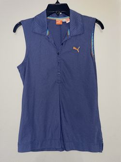 Women’s Puma Sleeveless Golf Polo Shirt, Blue - Size S