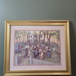 Family Picnic African American by S J Mancusi Print Framed And Signed
