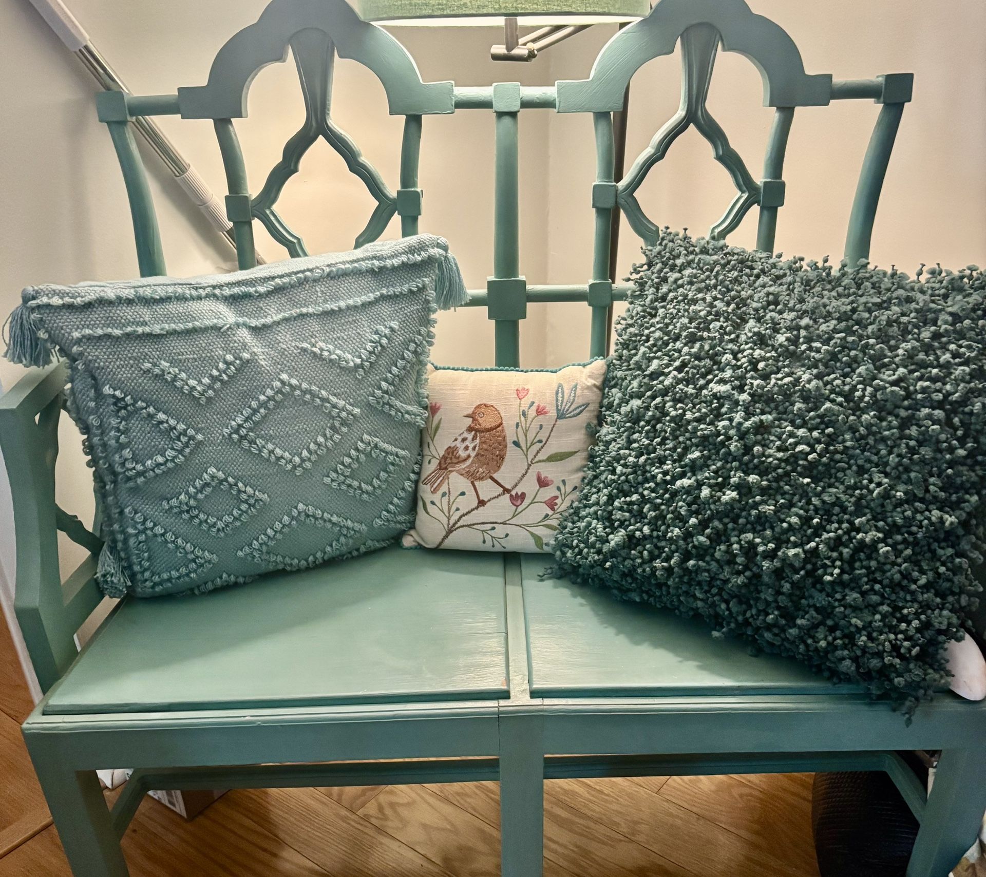 Pending Vintage Coastal Chic Entryway Bench β Teal