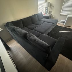 Black Suede Sectional 