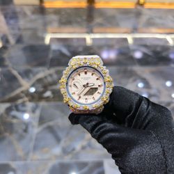 💎 VVS Moissanite Iced-Out Cross G-Shock Watch | Two Tone Custom Timepiece |