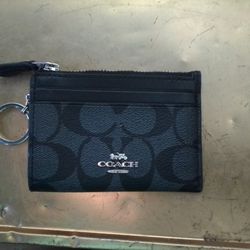 Black Coach Keychain Wallet In Great Condition Has Serial Number M1981 Suede Inside