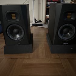 Adam Audio T5V Studio Monitors (Pair) w/ Foam Stands + Cables – $333