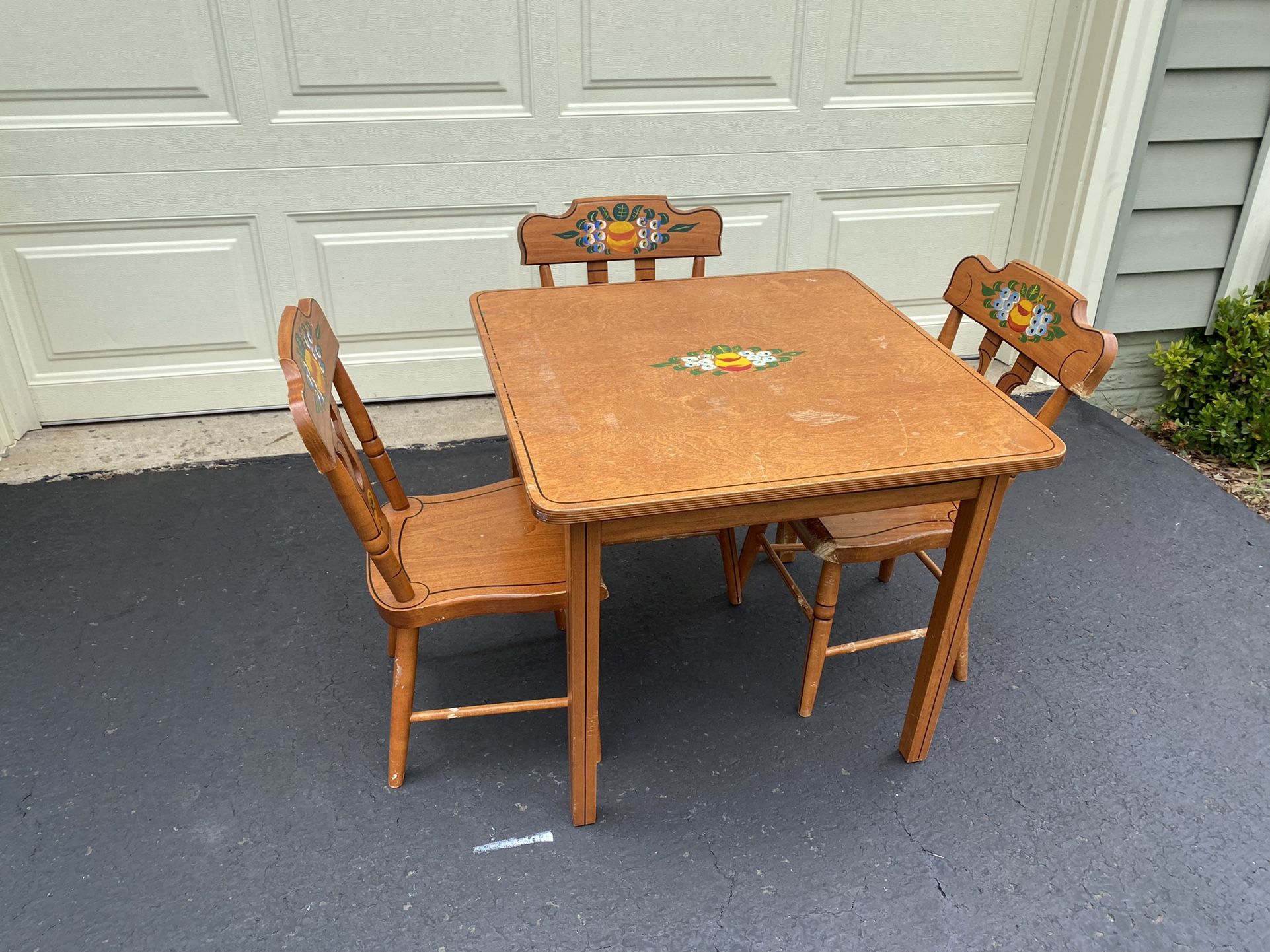 Kid’s Table And 3 Chairs (Real Wood)