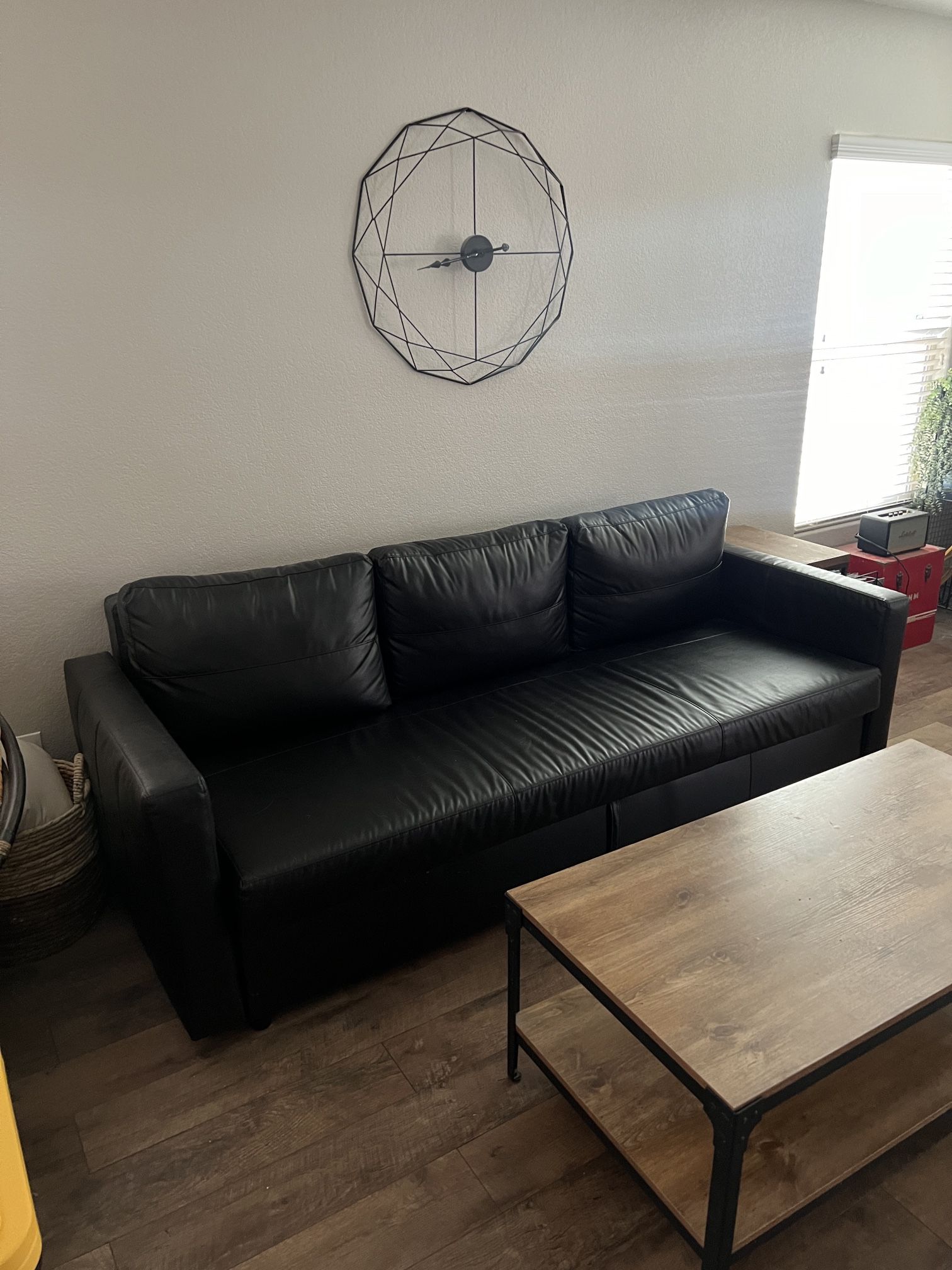 Black Leather Couch/Futon