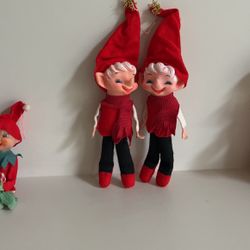 Vintage Christmas Elf Figure Rubber Face Decoration 