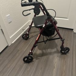 Mobility Rollator Walker Maroon Red