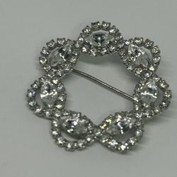 Vintage Silver Tone Rhinestone Brooch Stamped Eissneerg Ice