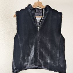 LOFT Black Faux Fur Vest