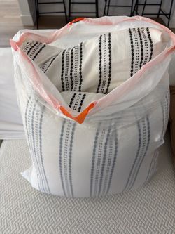Set of 2 Cream & Black Striped Throw Pillows – Boho Farmhouse Decor