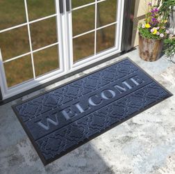 Blue welcome mat