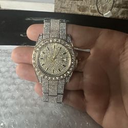 Silver/Yellow Jeweled Watch