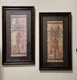 Palm tree pics  Bronze brown frames  27”H X 15” W -Set of 2 pictures